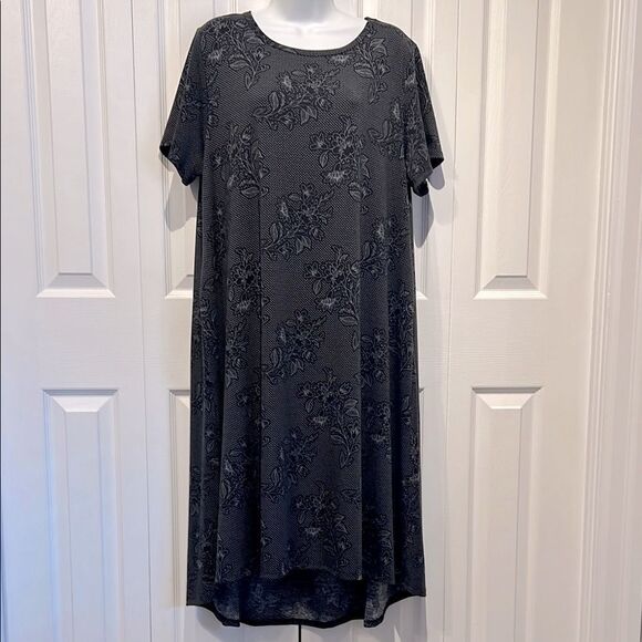 LulaRoe Black/Grey Short Sleeve High Low A-Line Dress‎ Size 2XL - Picture 1 of 10